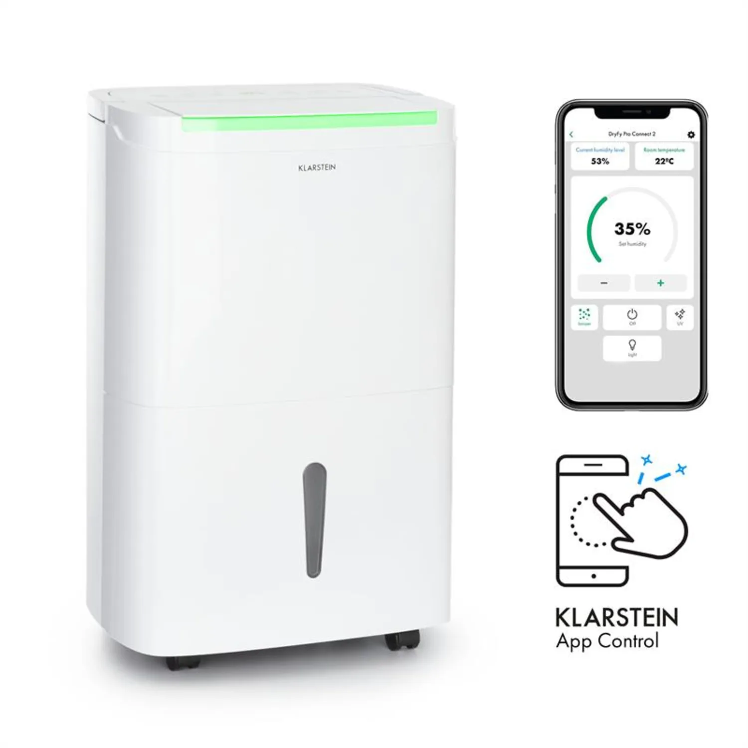دستگاه رطوبت گیر هوشمند کلارشتاین آلمان 40 لیتری klarstein DryFy Connect - مدل اسمارت با کنترل دیجیتال و WiFi داخلی